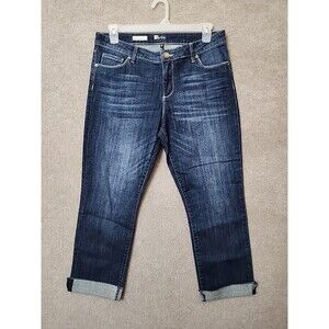 KUT From The Kloth Reese Ankle Straight Leg Jeans Womens 12 Blue Cuffed Stretch